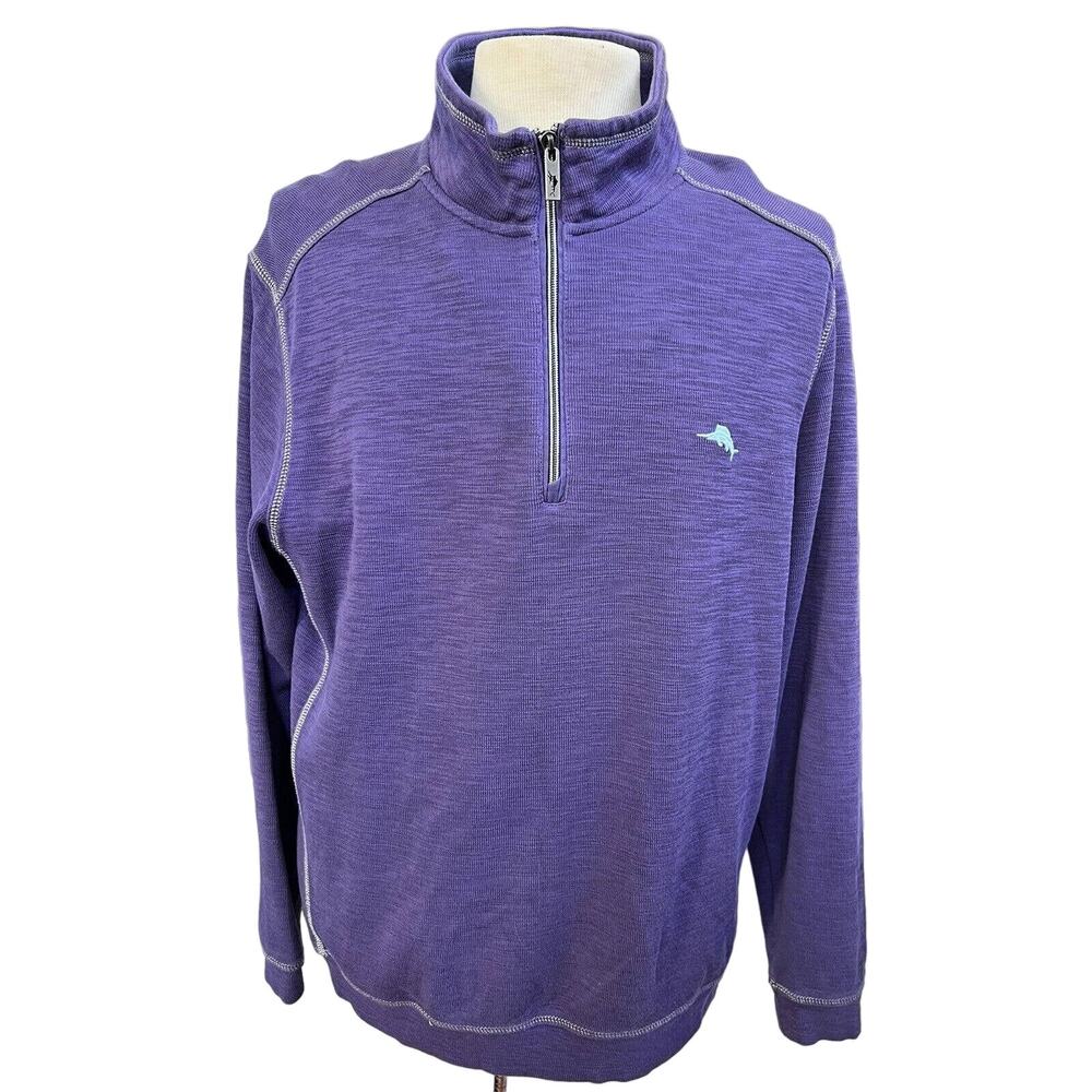 Tommy Bahama Sweater Men's Sz XL Purple Quarter Zip Long Sleeve